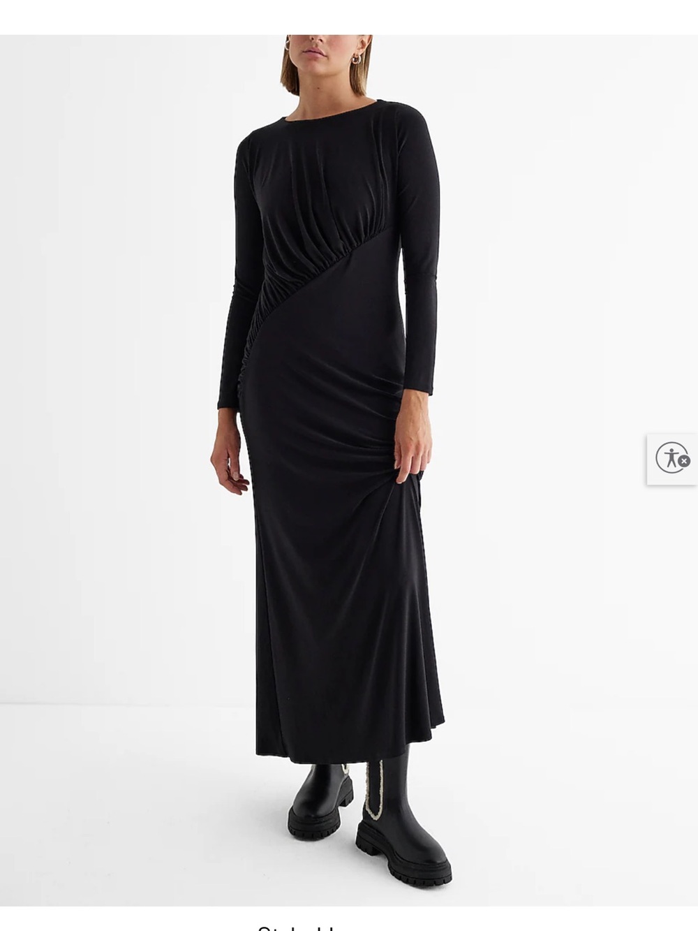 Express Black Ruched Maxi Skirt